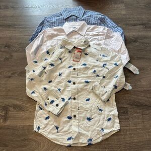 White and Blue Button Up Shirt Bundle Boys Medium 8